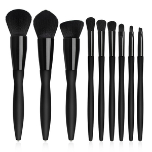 Juego de 10 brochas de maquillaje negras, brochas sintéticas profesionales para base y sombra de ojos con estuche de viaje - Product Image 2