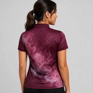 Camisa Polo Personalizada para Mujer con Cuello Mandarín, Color Rosa Borgoña Ahumado, de Secado Rápido, Transpirable, Manga Corta, Uniforme WPS-0836 - Product Image 3