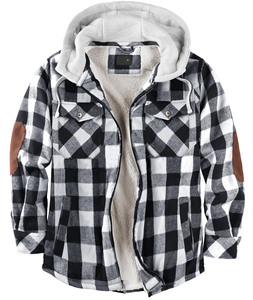 Chemise à carreaux à capuche de haute qualité, chemises en flanelle à carreaux à manches longues avec capuche, veste à capuche en coton doublée de polaire à carreaux pour homme - Product Image 4