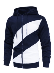 <b>Mens</b> Navy Blue & White Solid Fleece Zip up <b>Hoodie</b> Regular Fit Knitted Front Zipper Casual Winter Wear Quick Dry Breathable - Product Image 4