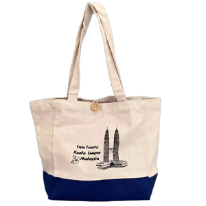 Bolsa de Lona Personalizada con Estampado de las Torres Gemelas de Kuala Lumpur, Bolso de Mano Ecológico de Dos Tonos Resistente - Product Image 1