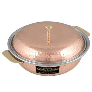 Bol en cuivre pur poli avec couvercles, idéal pour servir à la maison, ustensile de cuisine en métal pour la cuisine - Product Image 4