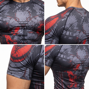OEM Rashguard à manches courtes pour homme, haut de sport imprimé à compression, haut de fitness ajusté, haut de sport écologique pour la gym - Product Image 6