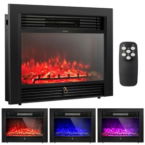 Caminetto Elettrico da 72,4 cm con 3 Colori di Fiamma e 5 Modalità di Luminosità, Riscaldatore da 750W/1500W, Telecomando (Nero) - Product Image 1