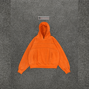 เสื้อฮู้ดดี้ผู้ชายสีส้มทรงโอเวอร์ไซส์ ผ้าเฟรนช์เทอร์รี่ สไตล์ลำลอง สีพื้น มีกระเป๋า ดีไซน์แขนปกติ ใส่ได้ทั้งฤดูใบไม้ร่วงและฤดูหนาว - Product Image 5