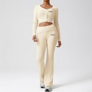 Ensemble de yoga gris uni 2 pièces : Crop top dos croisé et Legging taille mi-haute, sans couture, extensible dans les quatre sens, respirant - Product Image 3