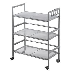 Hodely Scaffale a 3 Ripiani in Rete Grigia per Cucina e Ufficio con Ruote - Product Image 4