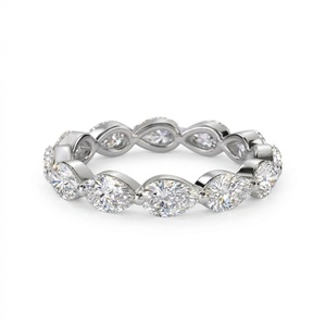 แหวนเพชรทรงมาร์คีส์แนวนอนแบบ Eternity Band - ทอง 9k, 14k, 18k - Product Image 4