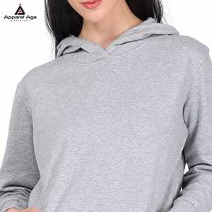 Ensemble survêtement 2 pièces pour femme, pantalon de jogging et sweat à capuche gris uni, personnalisable avec logo, haute qualité, vente en gros - Product Image 5