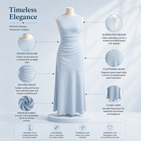 Robe maxi élégante bleu ciel sans manches et plissée pour femmes |   Robe de soirée, de cocktail ou de mariage, coupe trapèze ample, taille naturelle, écologique