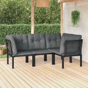 Conjunto Modular Mediano de Muebles de Jardín de Ratán PE Negro y Gris - Product Image 1