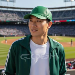 Proveedor de Gorras de Béisbol de Cuero Verde Genuino de Alta Calidad de Pakistán - Product Image 3