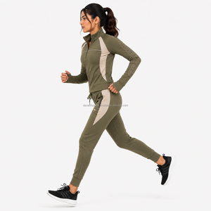 Conjunto Deportivo para Mujer, Traje de Running Atlético, Ropa Deportiva con Media Cremallera, Conjunto para Gimnasio y Jogging, Chándal de Alto Rendimiento, Ropa de Fitness E - Product Image 3