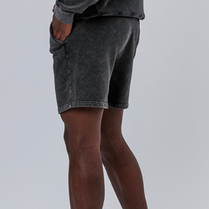 ชุดกางเกงขาสั้นผู้ชายคุณภาพสูงแบบย้อมสีเอซิด พร้อมโลโก้สั่งทำพิเศษ ระบายอากาศได้ดี แห้งเร็ว ผ้าฝ้าย พิมพ์ลายโลโก้แบบสกรีน สีพื้น - Product Image 2