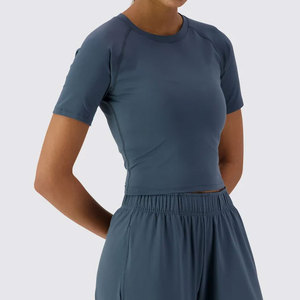 Ropa de Gimnasio para Mujer, Camiseta Corta de Alta Compresión para Verano, Camiseta Corta Deportiva de Moda para Gimnasio al Aire Libre - Product Image 3