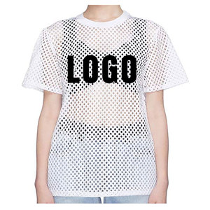 Women's Breathable <b>Fishnet</b> Graphic Tee Modern Street Style Black Mesh Shirt for Summer Casual Fashion Looks - Product Image 1