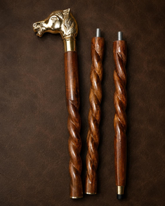 Luxury Horse Head <b>Walking</b> Cane <b>Metal</b> Gold Silver Chrome Handle Spiral Wooden Shaft Vintage Gentleman <b>Walking</b> <b>Stick</b> Handmade - Product Image 4
