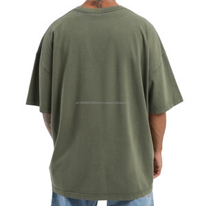 Camiseta Casual para Hombre al por Mayor, con Logotipo Personalizado, de Manga Corta, Tejido de Punto Lavado, Estilo Liso, Cuello Redondo, Unisex, Talla Grande - Product Image 3