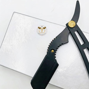 Navaja de Afeitar Profesional Plegable de Acero Inoxidable Negro, Navaja de Afeitar para Barbería, Fabricante OEM ODM con Logotipo Personalizado QORVEX - Product Image 4