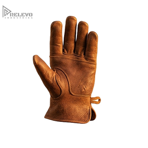 Custom Unisex Deerskin Leather Work Gloves Braided Leather <b>Strap</b> Heavy Duty Waterproof Touchscreen Compatible Utility Driving - Product Image 3