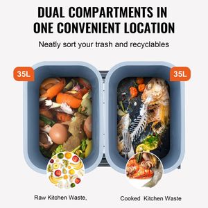 Cestino per Rifiuti a Doppio Scomparto Estraibile con Porta Scorrevole, Capacità di Carico 110 Libbre, Accessori per Mobili da Cucina - Product Image 4