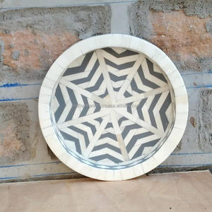 Bandeja de Servicio Artesanal de Madera de Alta Calidad con Incrustaciones de Hueso Ecológicas Personalizadas para Decoración del Hogar, Procedente de la India - Product Image 4