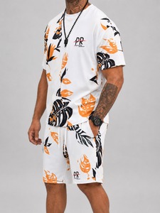 ชุดกีฬาสองชิ้น เสื้อยืดและกางเกงขาสั้น ผ้าสเตรช ระบายอากาศได้ดี เหมาะสำหรับออกกำลังกาย ฟิตเนส วิ่งจ๊อกกิ้ง สำหรับผู้ชาย - Product Image 6