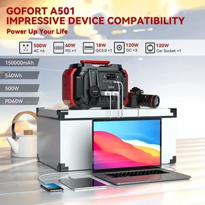 GOFORT 540Wh/500W Peak 1000W <b>Portable</b> Power Station with 6 <b>AC</b> 110V Outlets PD 60W Solar Generator for CPAP Battery Power - Product Image 2