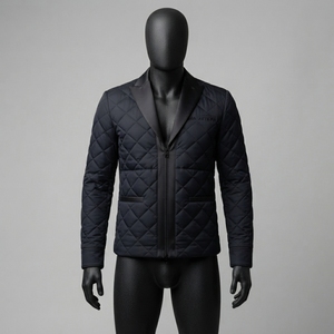 Blazer matelassé pour homme, col à revers, fermeture éclair, style décontracté, léger, pour l'hiver, OEM ODM - Product Image 1