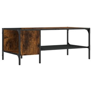Table basse en bois d'ingénierie en chêne fumé avec accents métalliques - Product Image 2