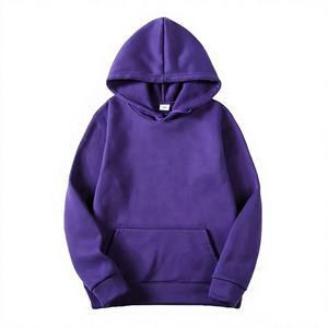 Sudadera con Capucha Morada de Color Sólido para Hombre, Sudadera Informal de Manga Larga con Bolsillo Tipo Canguro, Unisex, Talla Grande - Product Image 1