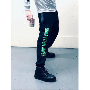 Pantalones Deportivos Negros para Hombre, Cintura Elástica, Estampado por Transferencia Térmica, Estilo Punk Heavy Metal, Decoración con Letras, Pantalones Tejidos para Otoño - Product Image 2
