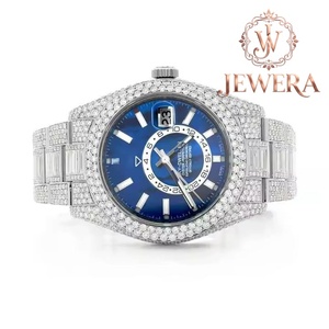 Reloj de Lujo para Hombre de Calidad de Exportación, con Diamantes, Acero Inoxidable, Caja Redonda de 40 mm, Cuarzo Analógico, Esfera Azul, Cierre Plegable - Product Image 3
