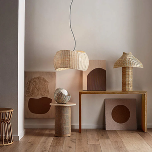 โคมไฟหวายสไตล์โบโฮแบบขายส่ง โคมไฟแขวนทำมือจากหวายธรรมชาติ โคมไฟเพดานสำหรับตกแต่งห้องนั่งเล่นและห้องนอน รับผลิตแบบ OEM ODM - Product Image 4