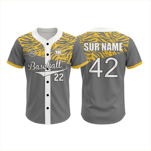 Camisetas de Béisbol Juveniles Personalizadas con Bordado, Doble Tejido, Sublimadas, Estilo Jersey, con Botones y Malla - Product Image 6