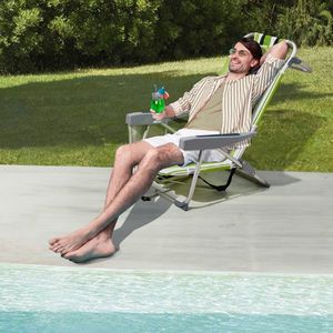 63*65*82cm Short Oxford Cloth Silver White Aluminum Tube Bearing 100kg Green Stripes Beach Chair - Product Image 2