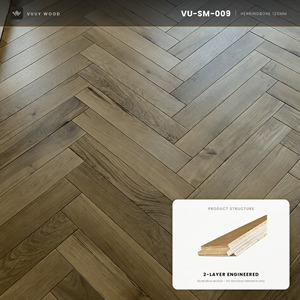 Parquet en chêne blanc contrecollé marron noyer, motif chevrons, 18 mm, à languettes et rainures - Product Image 1