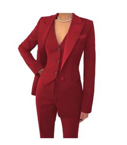 Traje Formal de Negocios para Mujer, Corte Entallado, Traje de Novio para Boda, Traje de Novio de un Solo Pecho, Listo para Enviar al por Mayor, Abrigo Rojo - Product Image 1