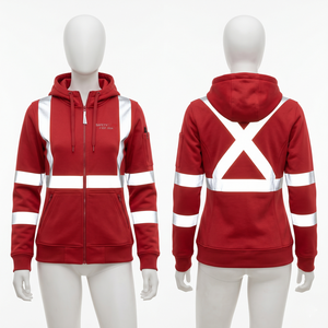 Sudadera con Capucha para Hombre y Mujer, 320 GSM, Algodón y Poliéster, Forro Polar, Panel Reflectante Morado en el Pecho y las Mangas, Logotipo Personalizado con Bordado e Impresión - Product Image 4