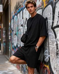 Ensemble deux pièces pour homme Ryehack, t-shirt à col rond et short d'été, ensembles de survêtements, ensembles de sport avec poches - Product Image 6