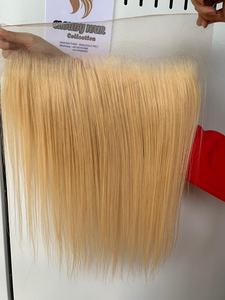 Cabello humano crudo sin procesar 613 Encaje frontal Rubio Cutícula cruda Cabello alineado Encaje transparente HD - Product Image 5