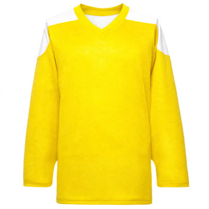 Maillot de hockey sur glace jaune personnalisé par sublimation, pull d'entraînement oversize unisexe, uniforme de hockey respirant et épais - Product Image 1