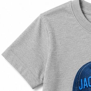 เสื้อยืดแขนสั้นเด็ก Heather Grey ลายกราฟิก พิมพ์ลายฟองอากาศ คอกลม สวมใส่สบาย น้ำหนักเบา เหมาะสำหรับทุกวัน แฟชั่นสำหรับเด็กผู้ชาย - Product Image 4