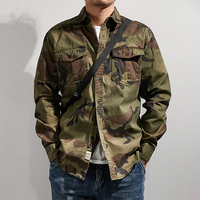 Chemise Cargo Homme Camouflage Tie-Dye Respirante Hip Hop Automne Multi-Poches Vintage Décontractée Ample en Tissu Sergé 100% Coton Séchage Rapide