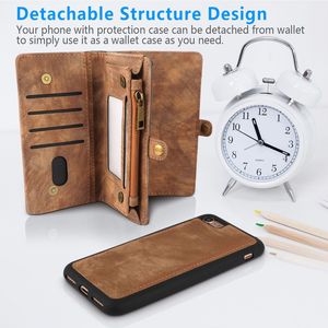 Étui portefeuille magnétique 2-en-1 en cuir pour iPhone 8 avec fermeture éclair, 13 emplacements pour cartes et pochette à monnaie, sacoche de téléphone portable - Product Image 5