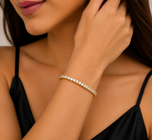 Bracelet de luxe plaqué or avec diamants cultivés en laboratoire, best-seller pour femmes, clarté VVS-VS, pierres étincelantes, certifié IGI, look élégant - Product Image 2