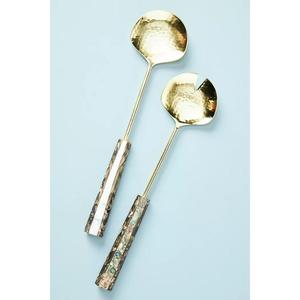 Reusable Metal Salad Spoon And Fork <b>Set</b> With Resin Handles Manual Salad Tools Dishwasher Safe Eco Friendly Restaurant Supplies - Product Image 5