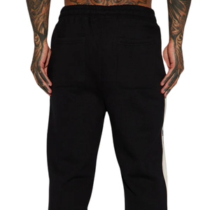 Pantalon de jogging personnalisé pour homme en molleton imprimé croisé, coupe décontractée, taille à cordon, bas de pantalon à revers, style streetwear, fabricant et fournisseur de vêtements OEM - Product Image 4