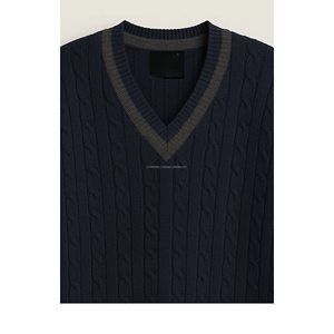 Nouveau pull jacquard en maille acrylique à col en V pour homme, avec logo personnalisé, style universitaire, pour l'hiver - Product Image 6