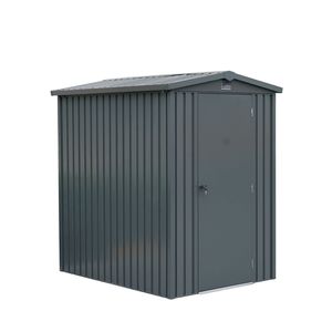 Capanno in Metallo 6 FT X 5 FT con Tetto a Punta Serie Pro, Zincato Ondulato, 2 Prese d'Aria TMG MS0506 - Ripostiglio - Product Image 1